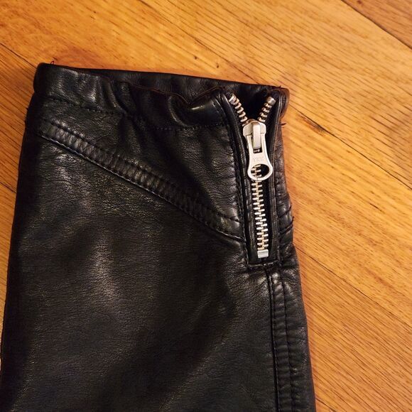 Free People Black Drapey *Washable* Vegan Leather Moto Jacket (No Hood) Sz M - Picture 7 of 14